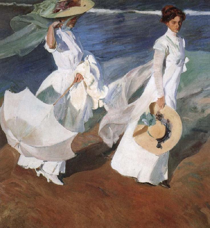 Walking the beach, Joaquin Sorolla